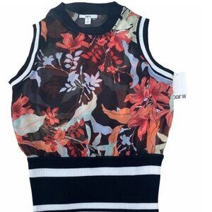 BAR III Women’s Sheer Tank Top Ribbed Bottom Pastel Femme. XS